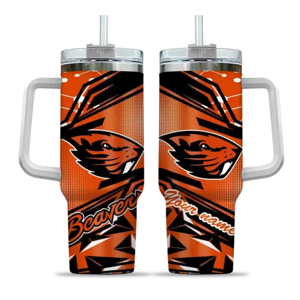 customized oregon state beavers abstract paths orange curved tumbler best selling.webp