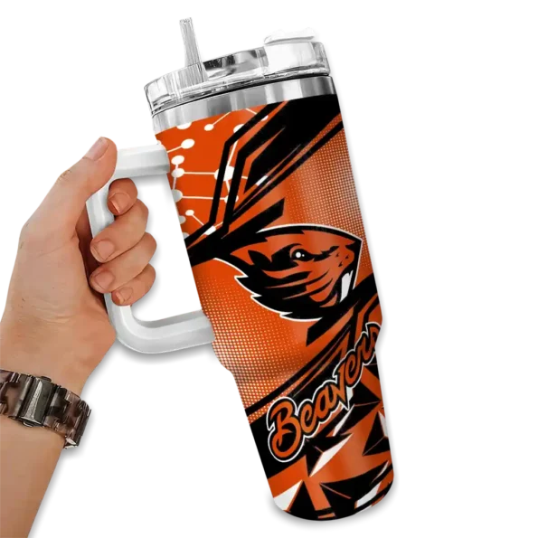 customized oregon state beavers abstract paths orange curved tumbler fashion forward.webp