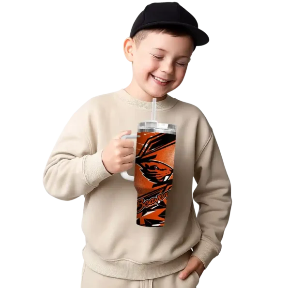 customized oregon state beavers abstract paths orange curved tumbler latest model.webp