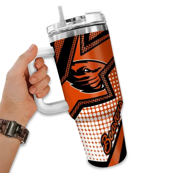 customized oregon state beavers arrow burst orange curved tumbler fashion forward.webp