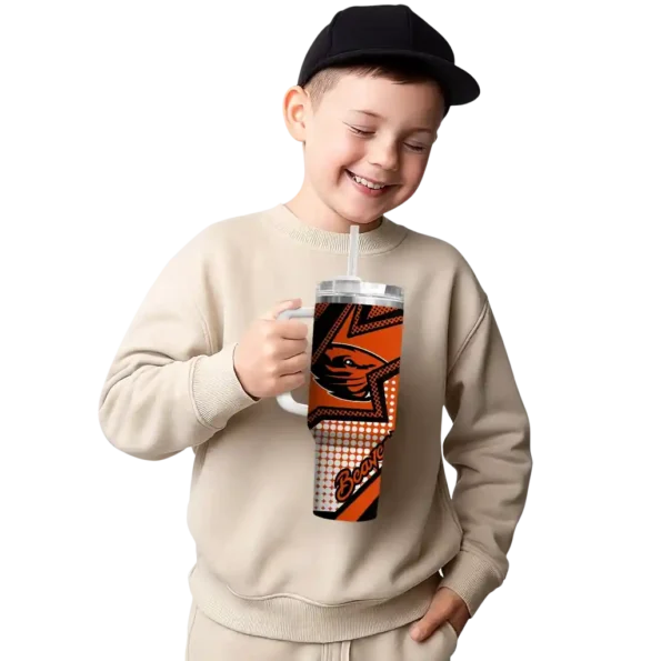 customized oregon state beavers arrow burst orange curved tumbler latest model.webp