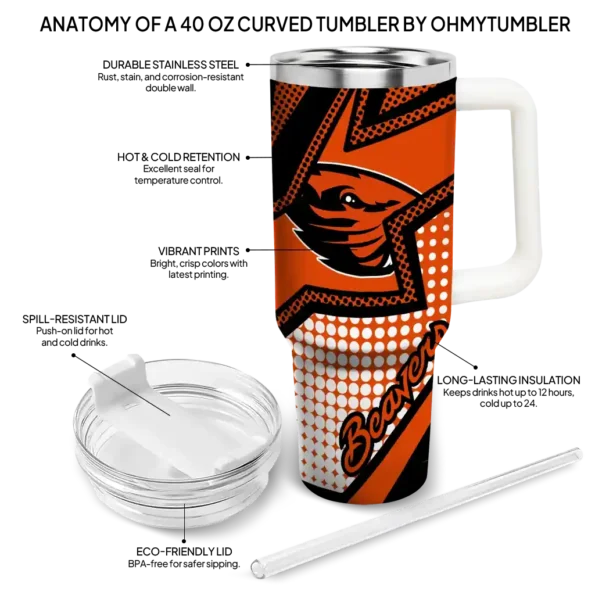 customized oregon state beavers arrow burst orange curved tumbler new arrival.webp