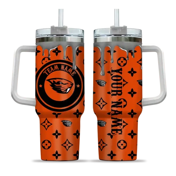 customized oregon state beavers bullseye drips orange curved tumbler best selling.webp