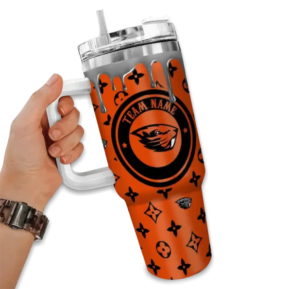 customized oregon state beavers bullseye drips orange curved tumbler fashion forward.webp