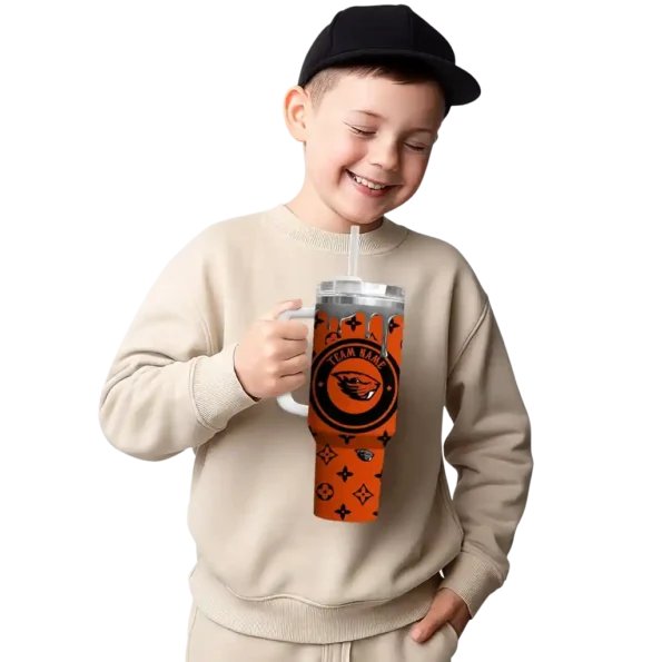 customized oregon state beavers bullseye drips orange curved tumbler latest model.webp