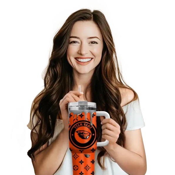 customized oregon state beavers bullseye drips orange curved tumbler premium grade.webp