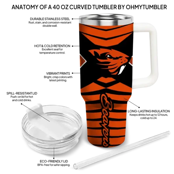 customized oregon state beavers chevron layers orange curved tumbler new arrival.webp