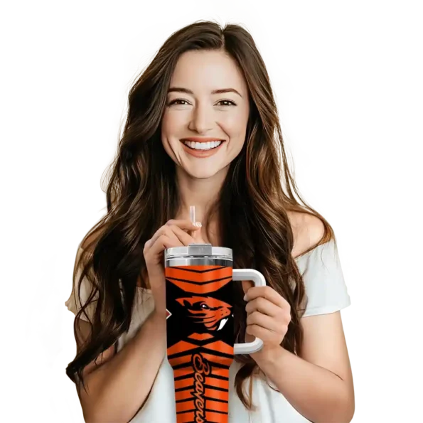 customized oregon state beavers chevron layers orange curved tumbler premium grade.webp