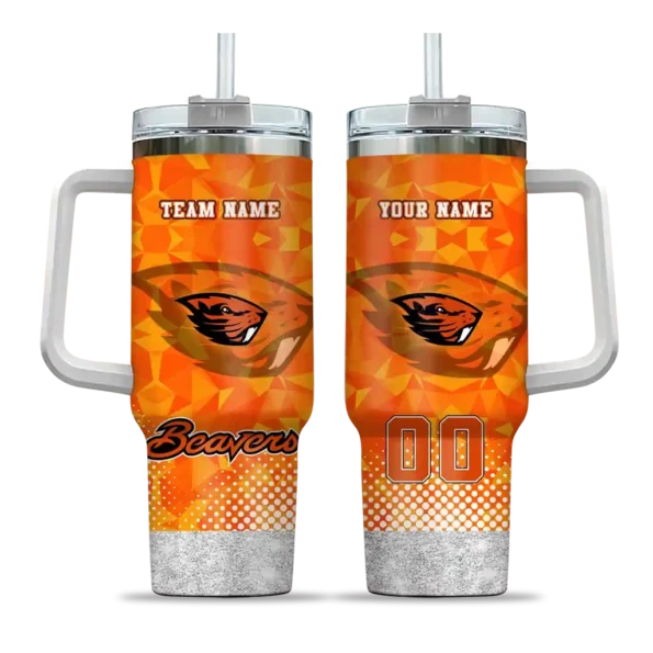 customized oregon state beavers geometric prism orange curved tumbler best selling.webp