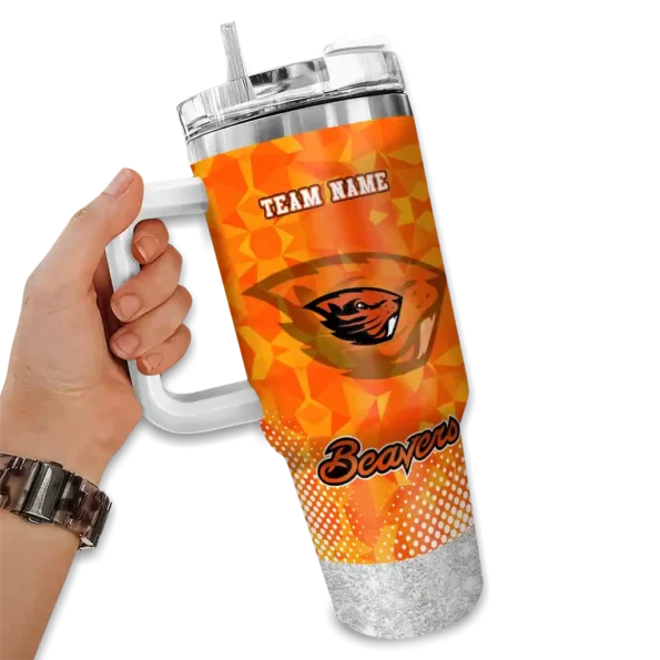 customized oregon state beavers geometric prism orange curved tumbler fashion forward.webp