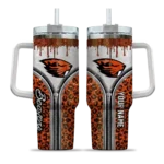 customized oregon state beavers leopard zipper orange curved tumbler best selling.webp