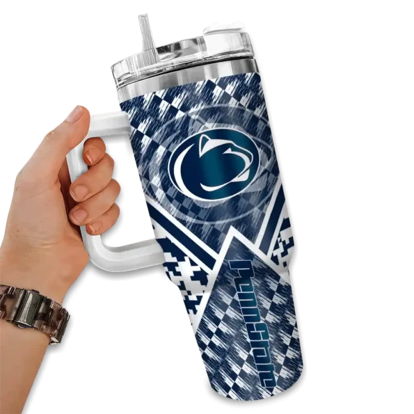 customized penn state nittany lions chevron angle blue curved tumbler fashion forward.webp