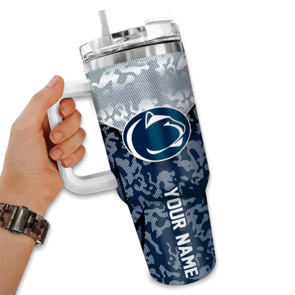 customized penn state nittany lions chevron stripe blue curved tumbler fashion forward.webp