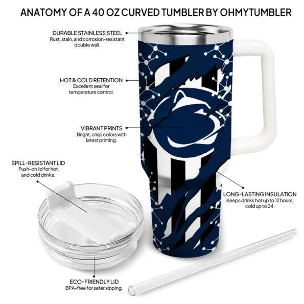 customized penn state nittany lions claw cut blue black curved tumbler new arrival.webp