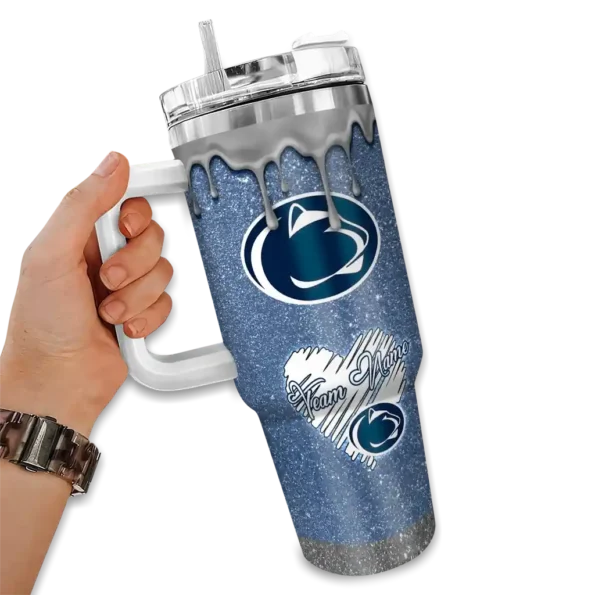 customized penn state nittany lions heart helmet motif blue curved tumbler fashion forward.webp