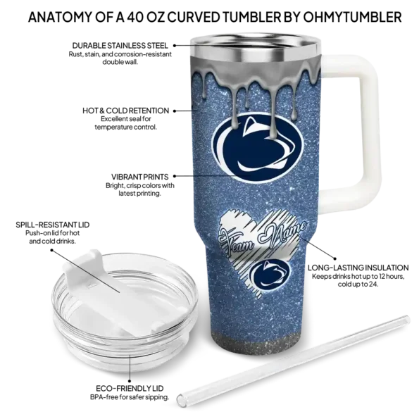 customized penn state nittany lions heart helmet motif blue curved tumbler new arrival.webp
