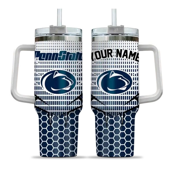 customized penn state nittany lions hex texture blue curved tumbler best selling.webp