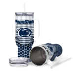 customized penn state nittany lions hex texture blue curved tumbler best selling.webp