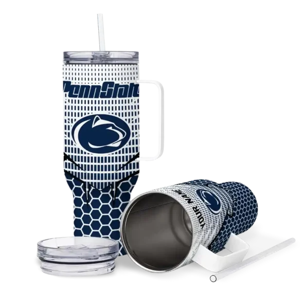 customized penn state nittany lions hex texture blue curved tumbler high quality.webp