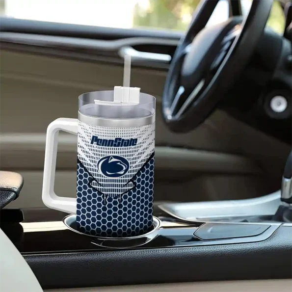 customized penn state nittany lions hex texture blue curved tumbler trendy.webp