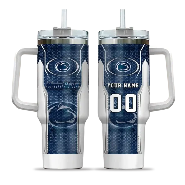 customized penn state nittany lions hexagon armor blue curved tumbler best selling.webp
