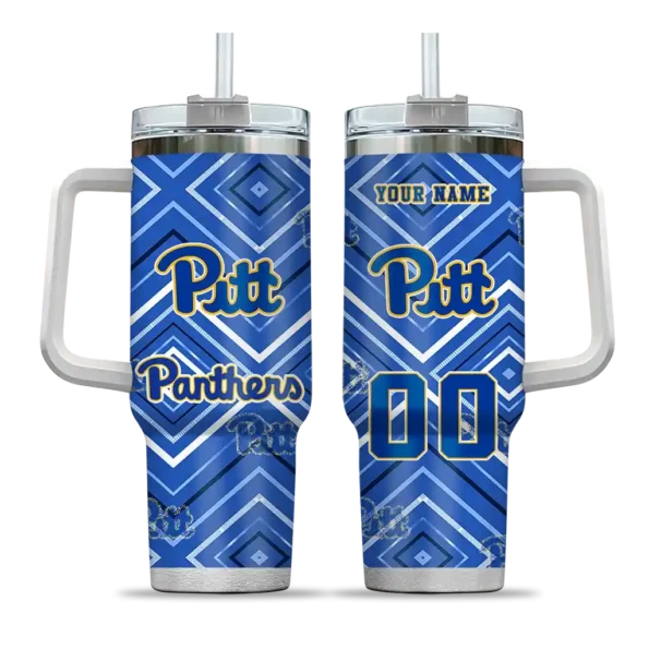 customized pittsburgh panthers bold diamonds royal blue curved tumbler best selling.webp