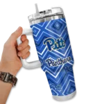 customized pittsburgh panthers bold diamonds royal blue curved tumbler best selling.webp