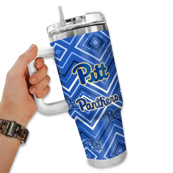 customized pittsburgh panthers bold diamonds royal blue curved tumbler fashion forward.webp