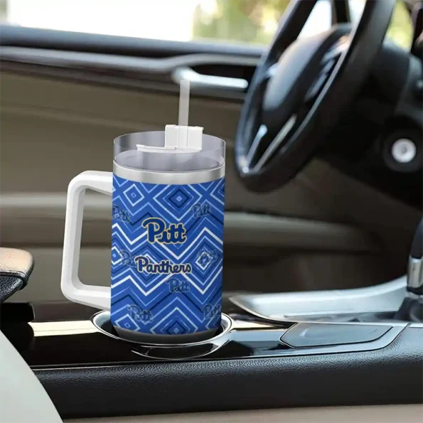 customized pittsburgh panthers bold diamonds royal blue curved tumbler trendy.webp