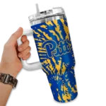 customized pittsburgh panthers burst swirl royal blue curved tumbler best selling.webp