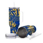 customized pittsburgh panthers burst swirl royal blue curved tumbler best selling.webp