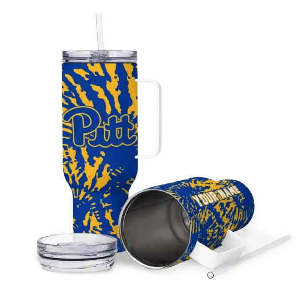 customized pittsburgh panthers burst swirl royal blue curved tumbler high quality.webp