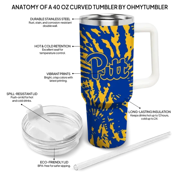 customized pittsburgh panthers burst swirl royal blue curved tumbler new arrival.webp
