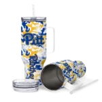 customized pittsburgh panthers camo mashup royal blue white curved tumbler best selling.webp