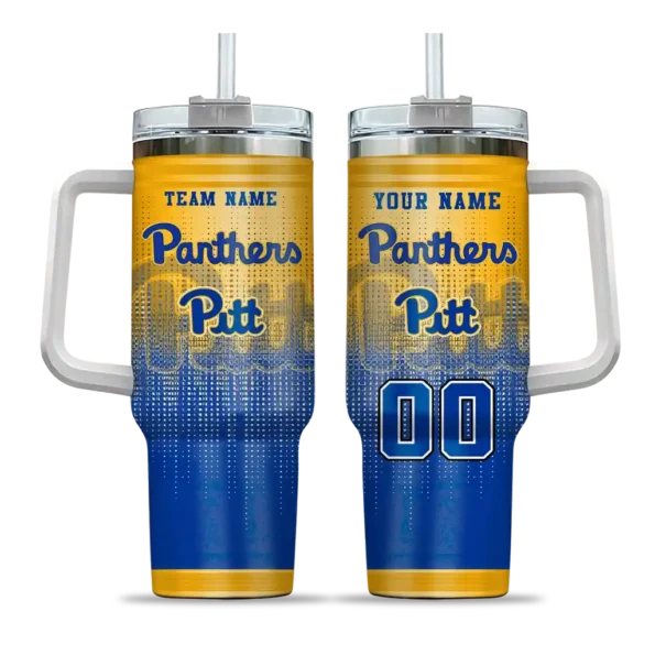 customized pittsburgh panthers gradient dots royal blue curved tumbler best selling.webp
