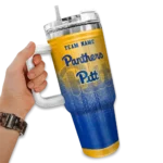 customized pittsburgh panthers gradient dots royal blue curved tumbler best selling.webp