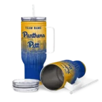 customized pittsburgh panthers gradient dots royal blue curved tumbler best selling.webp