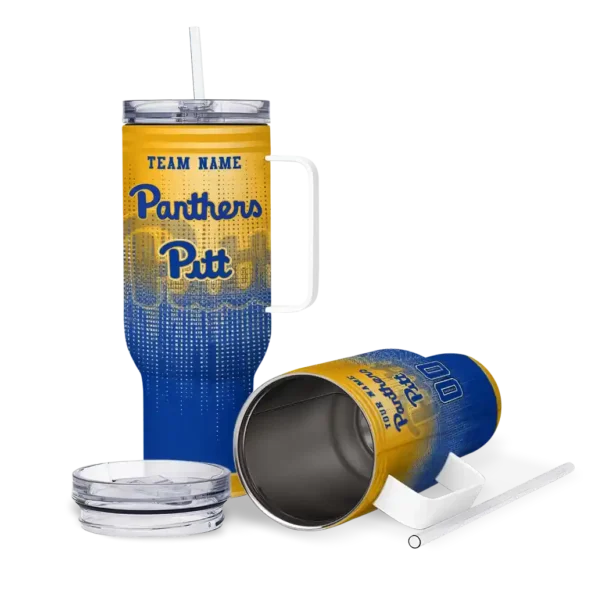 customized pittsburgh panthers gradient dots royal blue curved tumbler high quality.webp