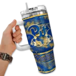customized pittsburgh panthers honey streaks royal blue curved tumbler best selling.webp