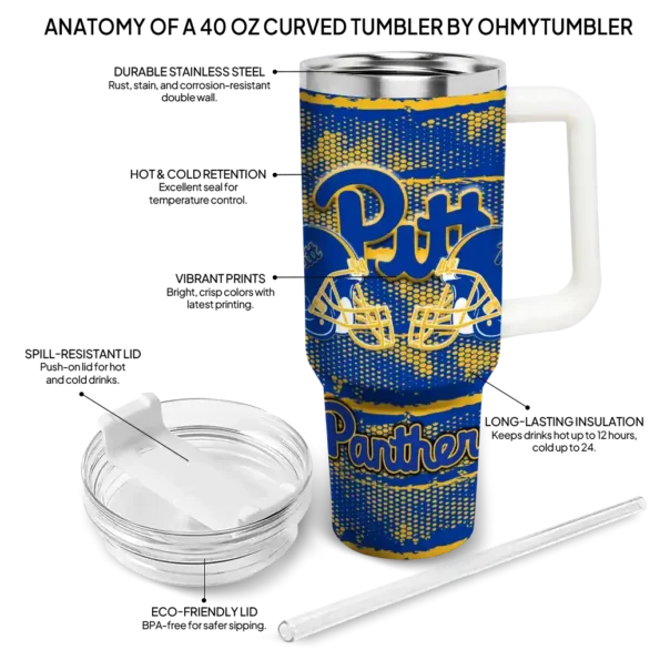 customized pittsburgh panthers honey streaks royal blue curved tumbler new arrival.webp