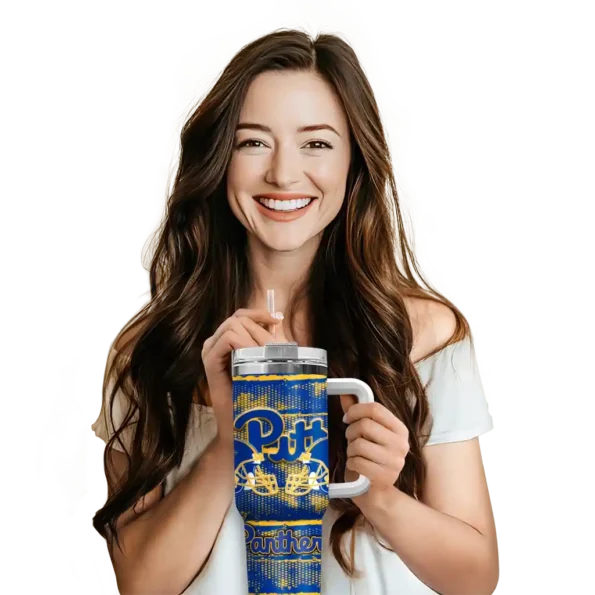 customized pittsburgh panthers honey streaks royal blue curved tumbler premium grade.webp