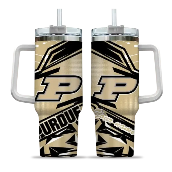 customized purdue boilermakers abstract paths gold curved tumbler best selling.webp