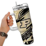 customized purdue boilermakers abstract paths gold curved tumbler best selling.webp
