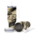 customized purdue boilermakers abstract paths gold curved tumbler best selling.webp