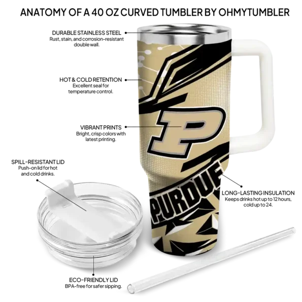 customized purdue boilermakers abstract paths gold curved tumbler new arrival.webp