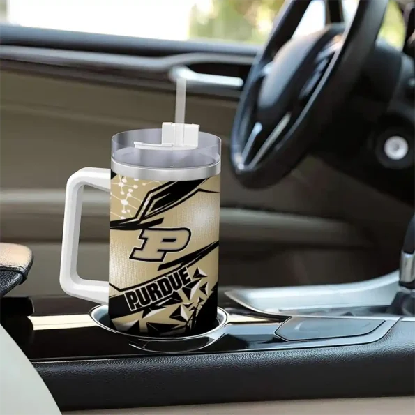 customized purdue boilermakers abstract paths gold curved tumbler trendy.webp