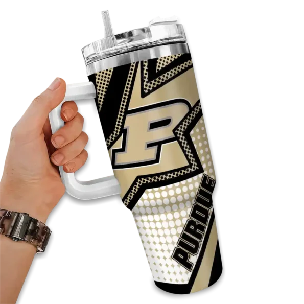 customized purdue boilermakers arrow burst gold curved tumbler fashion forward.webp
