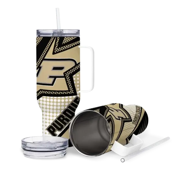 customized purdue boilermakers arrow burst gold curved tumbler high quality.webp