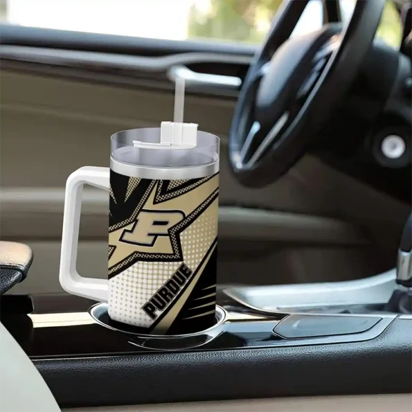 customized purdue boilermakers arrow burst gold curved tumbler trendy.webp