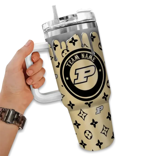 customized purdue boilermakers bullseye drips gold curved tumbler fashion forward.webp